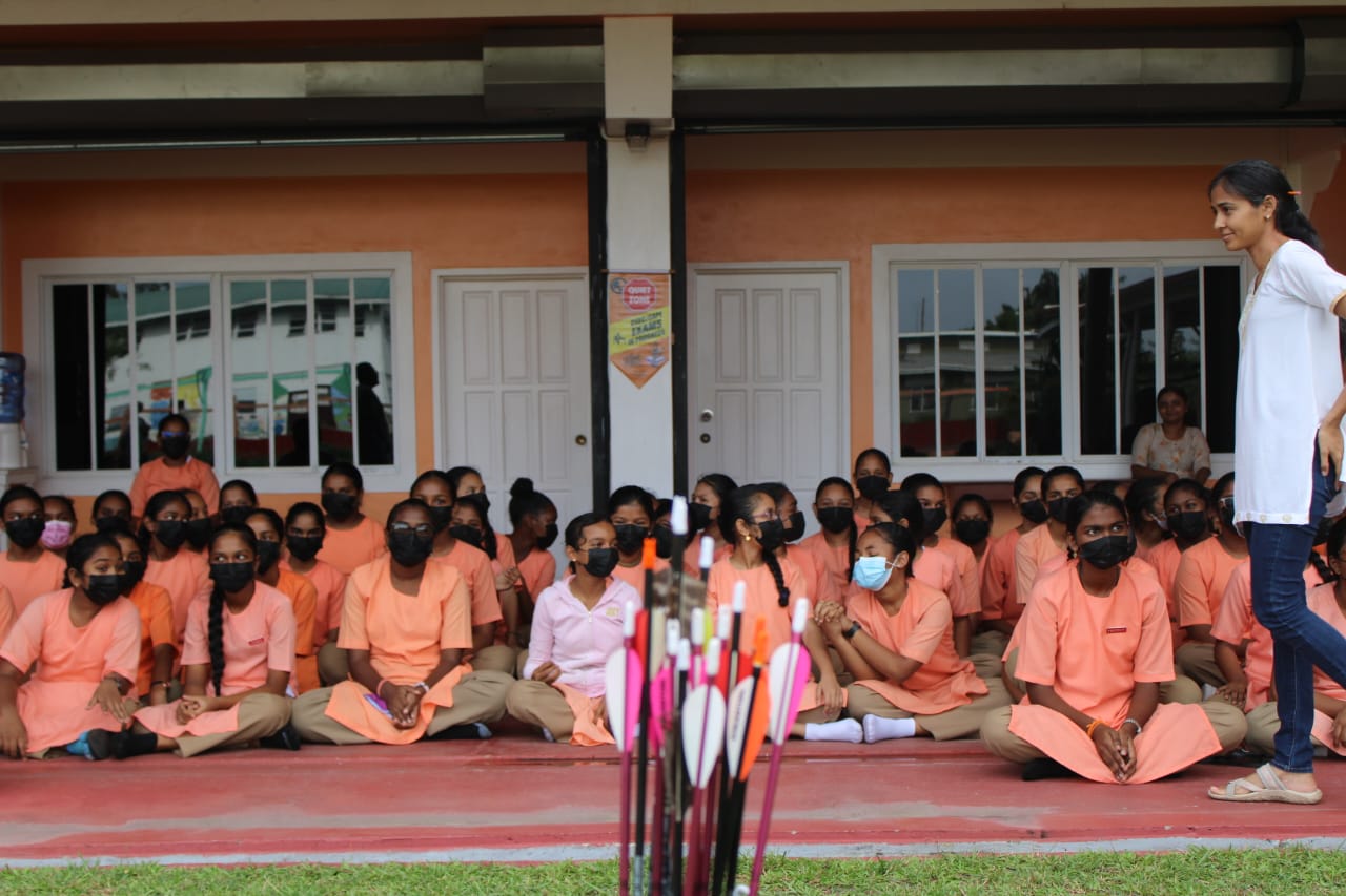 Students of SVN School gather to receive introduction to Archery